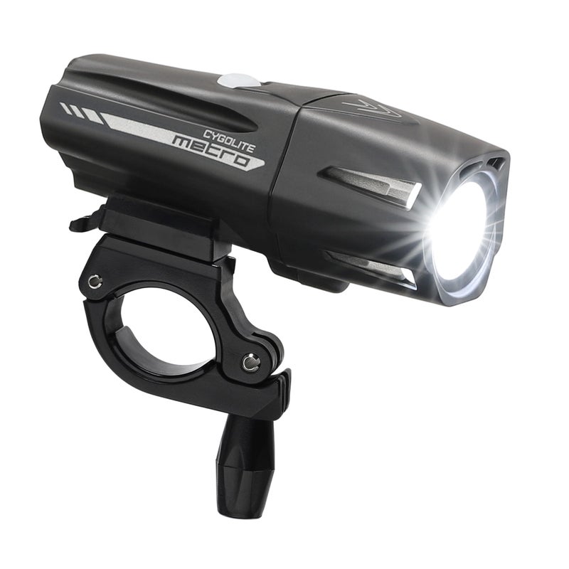 Cygolite Metro Pro â€“ 1,100 Lumen Bike Light â€“ 9 Night & Day Modes â€“ Compact & Durable â€“ IP67 Waterproof â€“ Secured Hard Mount â€“ USB Rechargeable Headlight â€“ For Road, Mountain, Commuter Bicycles, Black - Image 1